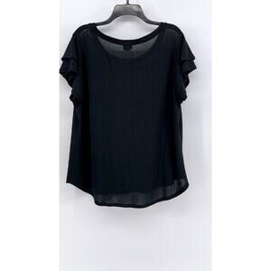 WORTHINGTON Sheer Black Ruffled Sleeve Blouse SZ XL